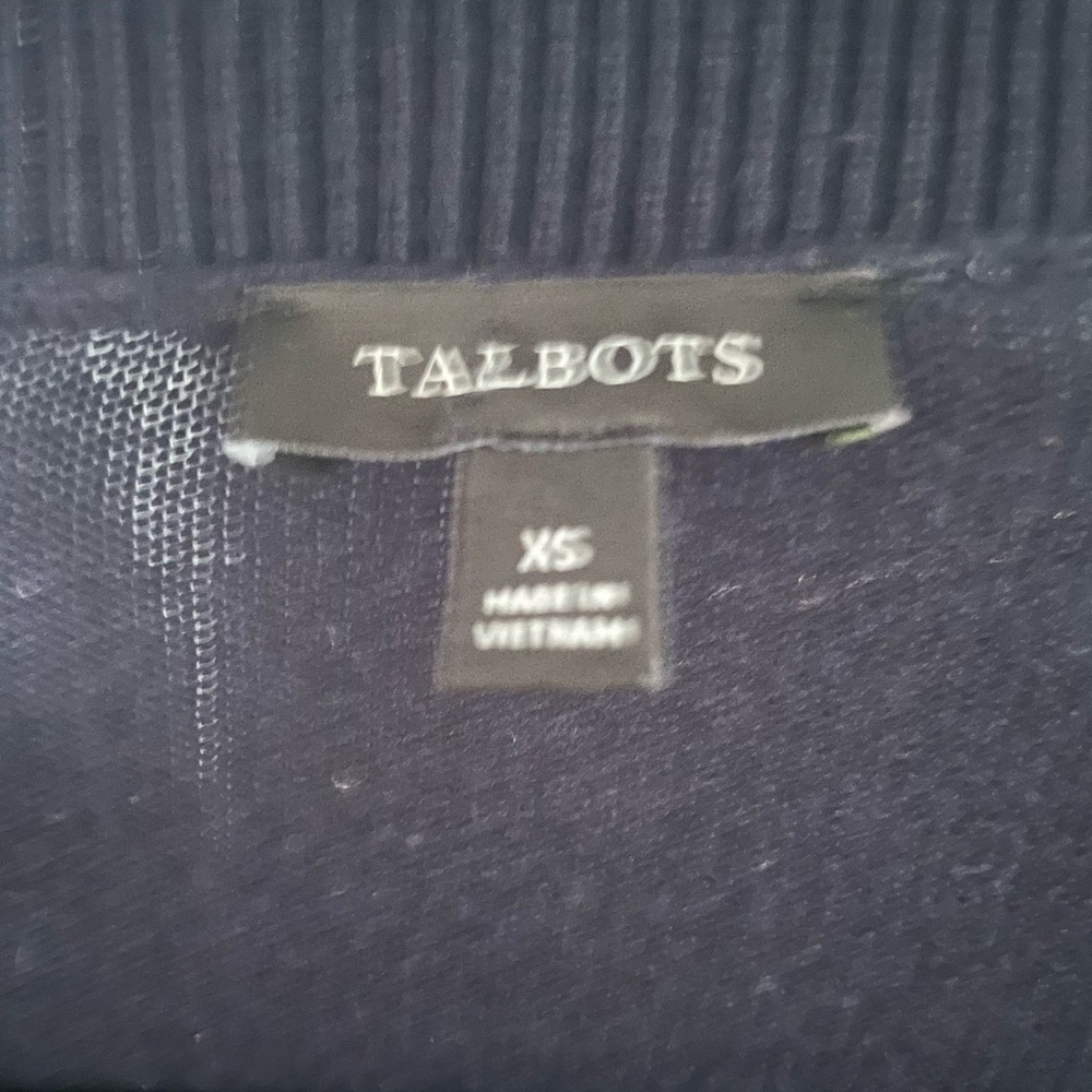 Talbots Womens V-Neck Navy Blue Cardigan Sweater XS - Picture 3 of 3
